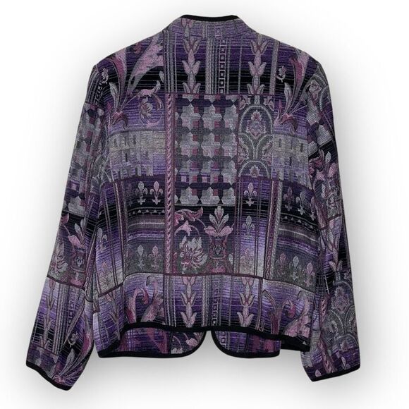 Dressbarn Embroidered Purple Tapestry Zip Up Blazer Jacket Women’s Size 1X - Picture 2 of 14